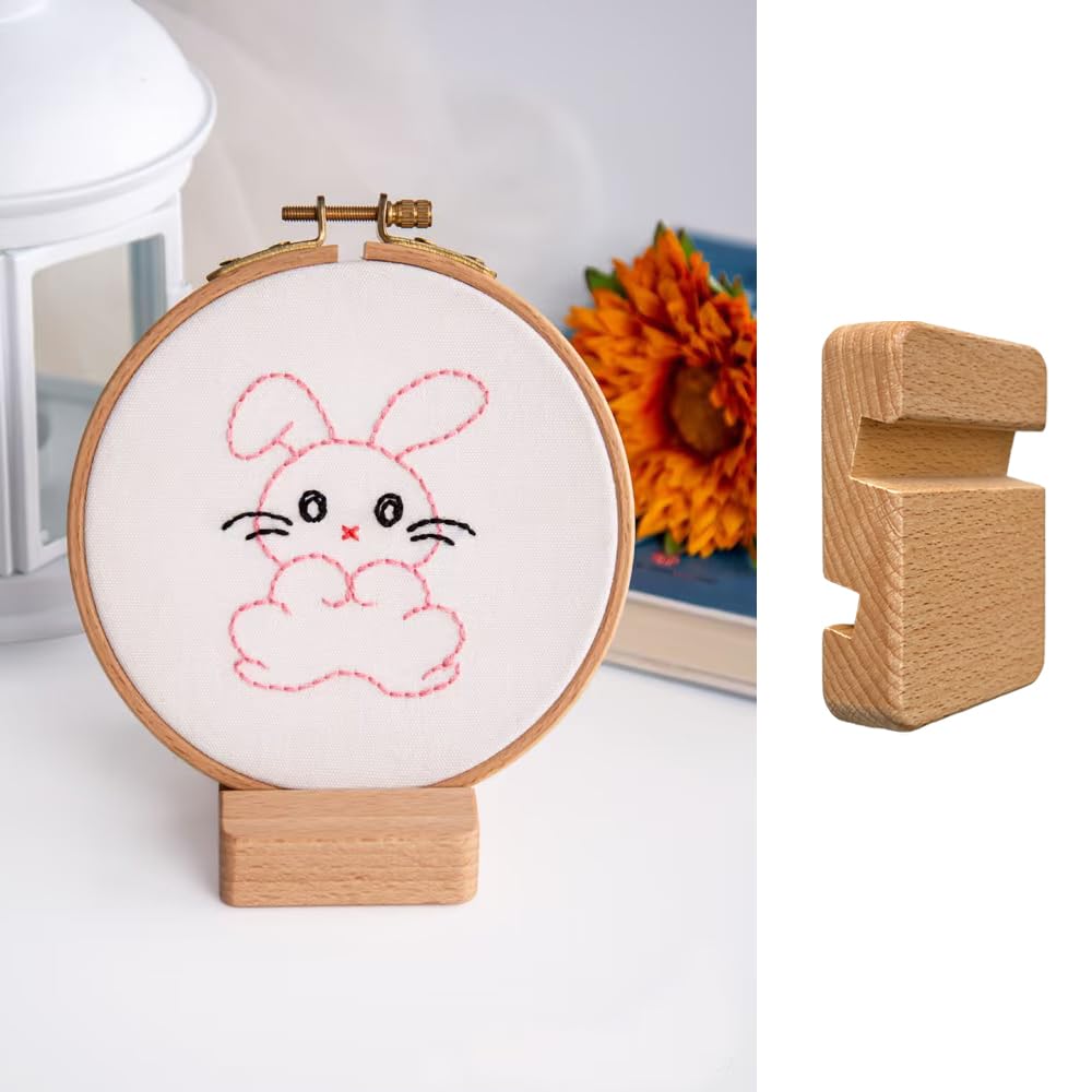 6 Pcs Wooden Embroidery Hoop Base, Cross Stitch Holder for Embroidery Display Stand TQFXGLL