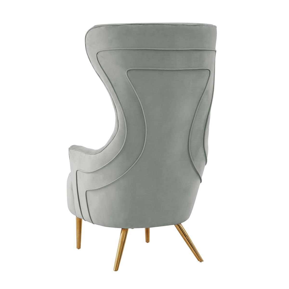 TOV Furniture Jezebel 19.7" Modern Velvet and Plywood Wingback Chair in Gray WoodArtSupply