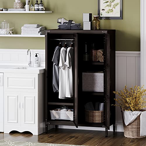 Letaya Metal Locker Storage Cabinet,55" Steel Retro Wardrobe,4 Doors Lockable,Adjustable Feet Organizer Locker for Employees Home Office School Gym (4 Door) Letaya