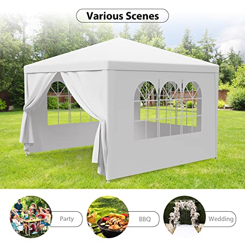 LEMY Party Tent,10'x10' Outdoor Gazebo Canopy Tent with Removable Sidewalls Windows,White Waterproof Heavy Duty Tent for Party,Wedding,Events,Beach,BBQ LEMY
