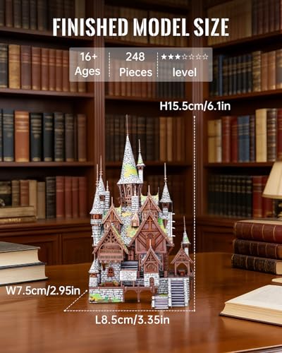 Piececool 3D Metal Puzzles Elves' Castle Metal Model Kit for Adults, DIY Architecture Building Kits,Family Time,Home Decor Best Gifts