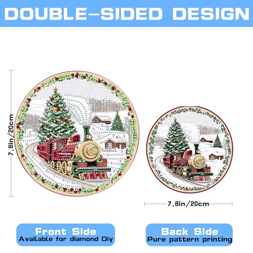 VAIIEYO Christmas Diamond Art Hanging Ornament, Train Diamond Painting Suncatchers Window Hanging Kit with Chain, 7.5x7.5 inch Crystal Pendant Art Craft for Gift Home Wall Front Door Decoration VAIIEYO