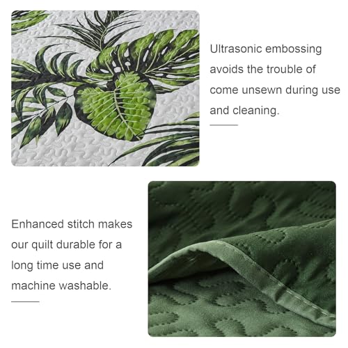 OARAGE Quilt Bedding Set, Olive Green King/Cal King Comforter Set, Bedding Comforter Sets, Soft Lightweight Bedspread, Ultrasonic Microfiber Bed Coverlet for All Season (1 Quilt,2 Sham) OARAGE