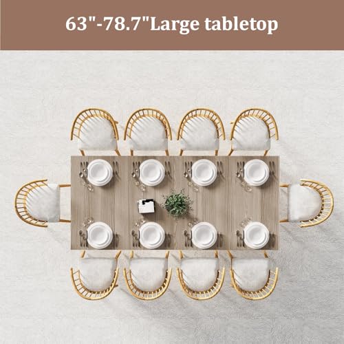 Aimerive Modern Extendable Dining Table Set for 6-10 People 78" Large Rectangle Dining Table for Dining Room with Black Double Sturdy Pedestal Base,Black Aimerive