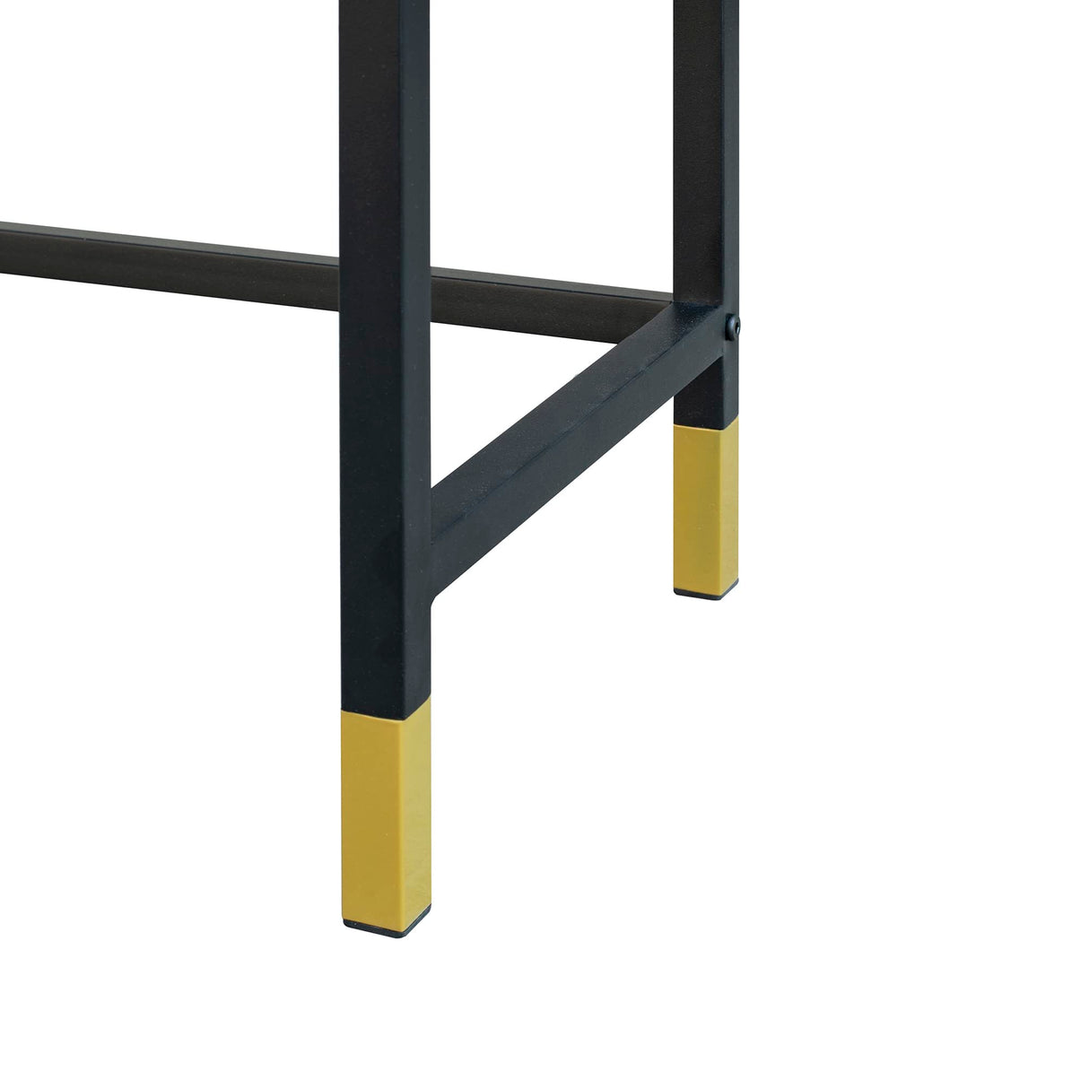 GIA Home Furniture Series Mid Century Console Table Rattan Crafted Drawers,Wood Computer Desk Installed,Salmon Oak Finishing, Black Metal Leg GIA