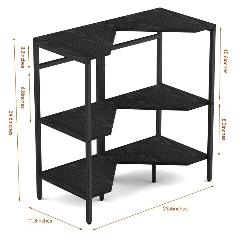Under Pedestal Sink Shelf, 2 Pack Under Sink Organizers and Storage, 3-Tier Pedestal Under Sink Storage Bathroom Vanity, Corner Shelf Stand for Bathroom, Kitchen, Living Room, Black CADUKE
