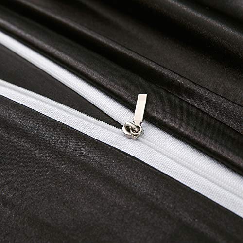 P Pothuiny Satin Duvet Cover Full/Queen, Single Soft Duvet Cover Only, Luxury Silky Like Black Duvet Cover 90" x 90" Sold Separately - Zipper Closure & Corner Ties P Pothuiny