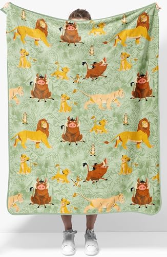 Disney Lion King Plush Throw Blanket - Measures 40 x 50 Inches - Super Soft Lightweight Fleece Safari Animals Bedding with Simba Jay Franco
