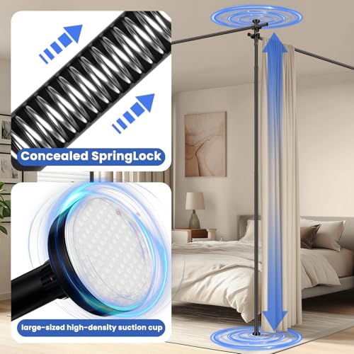 Room Divider Tension Curtain Rods No Drilling Room Separator for Space Partition Adjustable (W) 35-100in×(H) 43-120in, Heavy Duty Temporary Wall Divider Floor to Ceiling Tension Rod, Black, 1 Pack Sovtfides