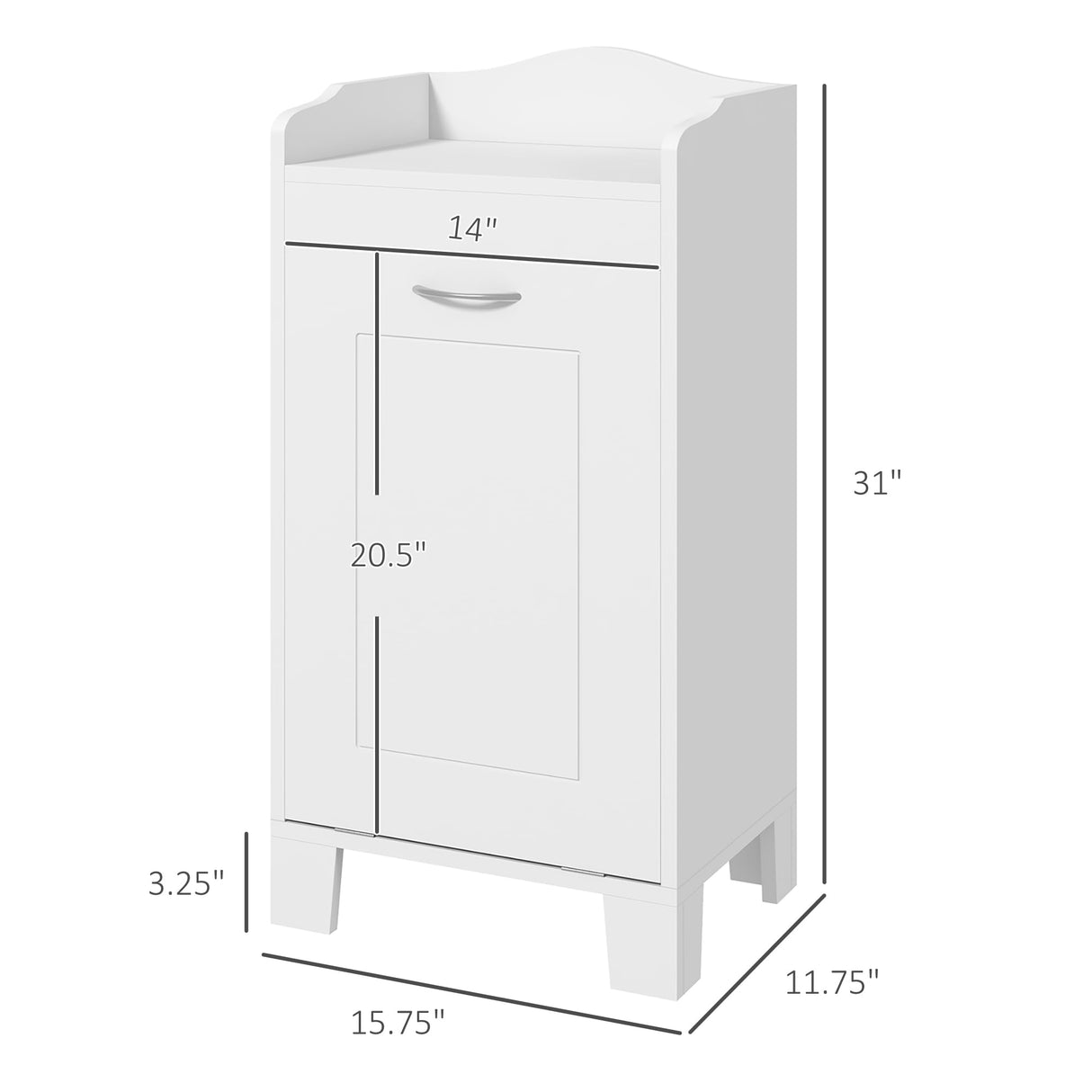 HOMCOM 31" Tilt Out Laundry Hamper, Free Standing Home Organizer Hamper, Bathroom Storage Cabinet, White HOMCOM
