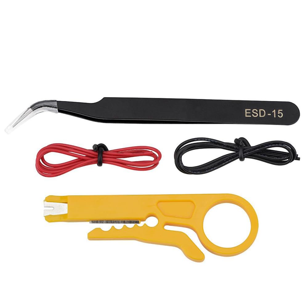 Electric Sodering Iron Kit set 110V 60W Adjustable Temperature Soldering Iron Digital Multimeter 5pcs Soldering Tips Solder Wire Stand, Desoldering Pump Tweezers Welding Tool Screwdriver wire stripper daGodtech