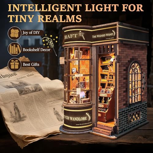 Book Nook Kits for Adults: SUNNINO Book Nook Kit Model Kits Craft Kits for Adults - DIY Miniature Doll House Kit for Bookshelf Booknook Tiny House with Sensor Led Light