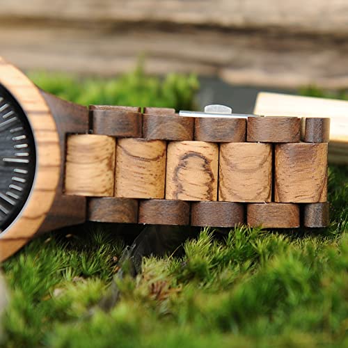 BOBO BIRD Men's Zebra Wood Watch Analog Quartz Lightweight Handmade Wooden Sports Casual Watches BOBO BIRD