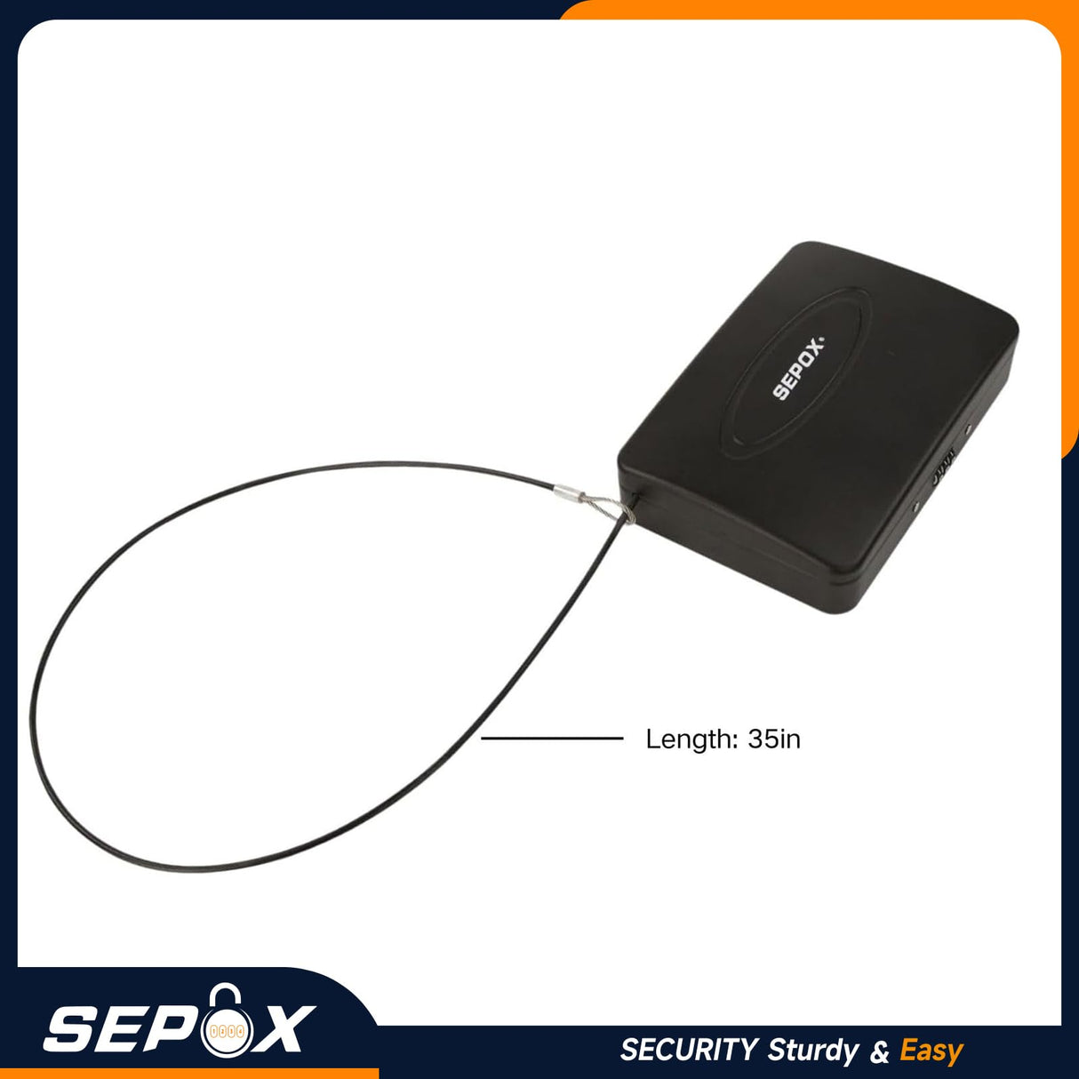 SEPOX® 2Pcs Water/Fire-Resistant Portable Security Case Lock Box Steel, Personal Travel Safe Storage Cabinet for Small Item, 3-Ft Cable, Ressetable Combination Lock for Dorm, Car, Sports, Office SEPOX