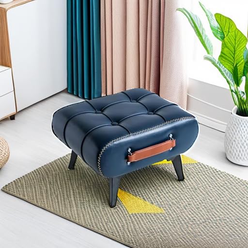 Purgreen Small Footstool Ottoman - Stylish and Functional Faux Leather Footrest for Extra Seating in Living Room, Entryway, or Office Purgreen