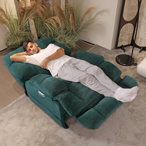 EONIX Dual Motor Zero Gravity Power Recliner Chair, 400lbs Lay Flat Recliner Sofa Chair, Independent Adjustable Footrest and Backrest, Cozy Padding and Cushion, SXXY007032, Forest Green