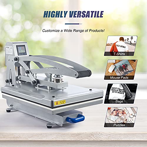 CREWORKS Auto Open Heat Press Machine with Slide Out Base, 16x20 Inch Clamshell Heat Press, Digital Clam Heat Press for T Shirts Bags Mouse Pads, Home Heat Transfer Machine for Gifts Charity CREWORKS