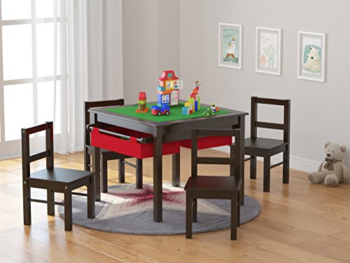 UTEX Child's Wooden Chair Pair for Play or Activity, Set of 2, Espresso … UTEX