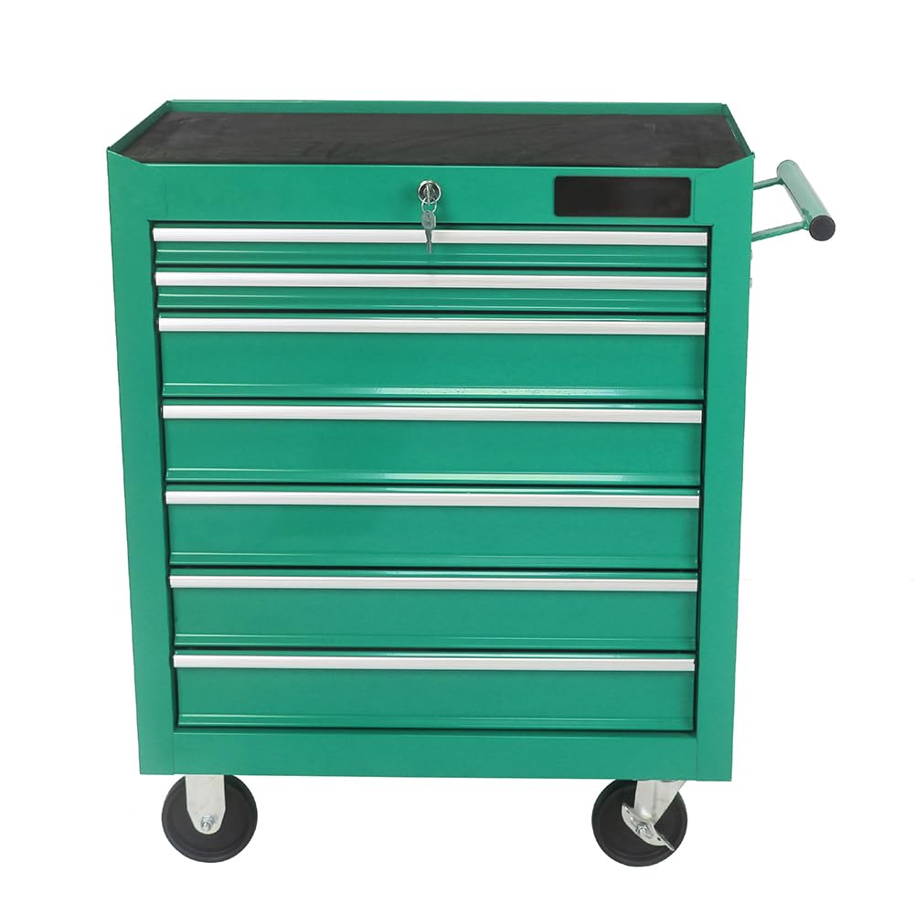 7 Drawer Rolling Tool Chest,Tool Cabinet on Wheels with Locking System,Rolling Tool Box Organizer Tool Case,Multifunctional Tool Cart Mechanic Tool Storage Cabinet for Garage,Wareh Green One Size Fulvari