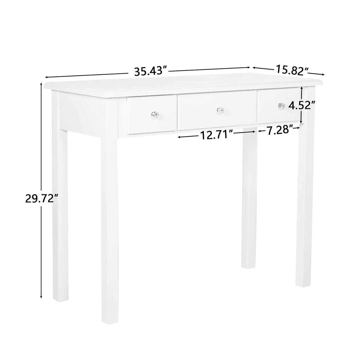 STHOUYN Home Office Small Writing Desk with Drawers Bedroom, Study Table for Adults/Student, Vanity Makeup Dressing Table Save Space Gifts White (White) STHOUYN
