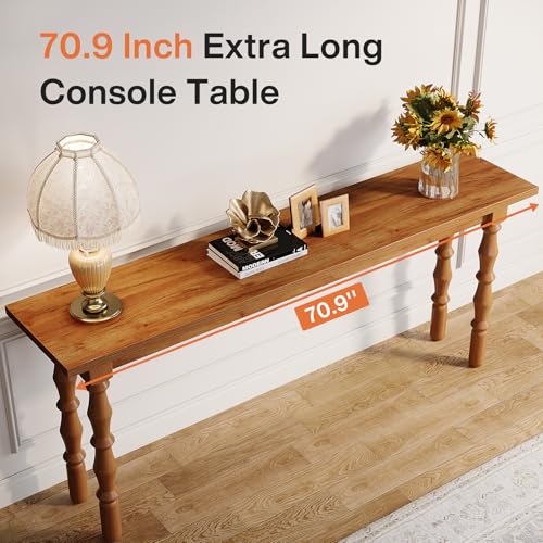 Tribesigns 70.9-Inch Extra Long Console Table for Entryway, Narrow Sofa Table Behind Couch with Solid Wood Legs, Entry Accent Table for Living Room, Foyer, Hallway, Entrance Tribesigns