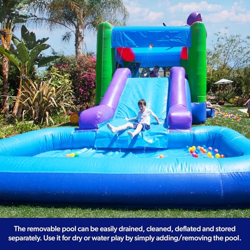 JumpOrange Octopus Commercial Grade Bounce House Water Slide with Splash Pool for Kids and Adults (with Blower), Wet Dry Combo, Basketball Hoop, Outdoor Indoor, Big Inflatable, Birthday Party Rental JumpOrange
