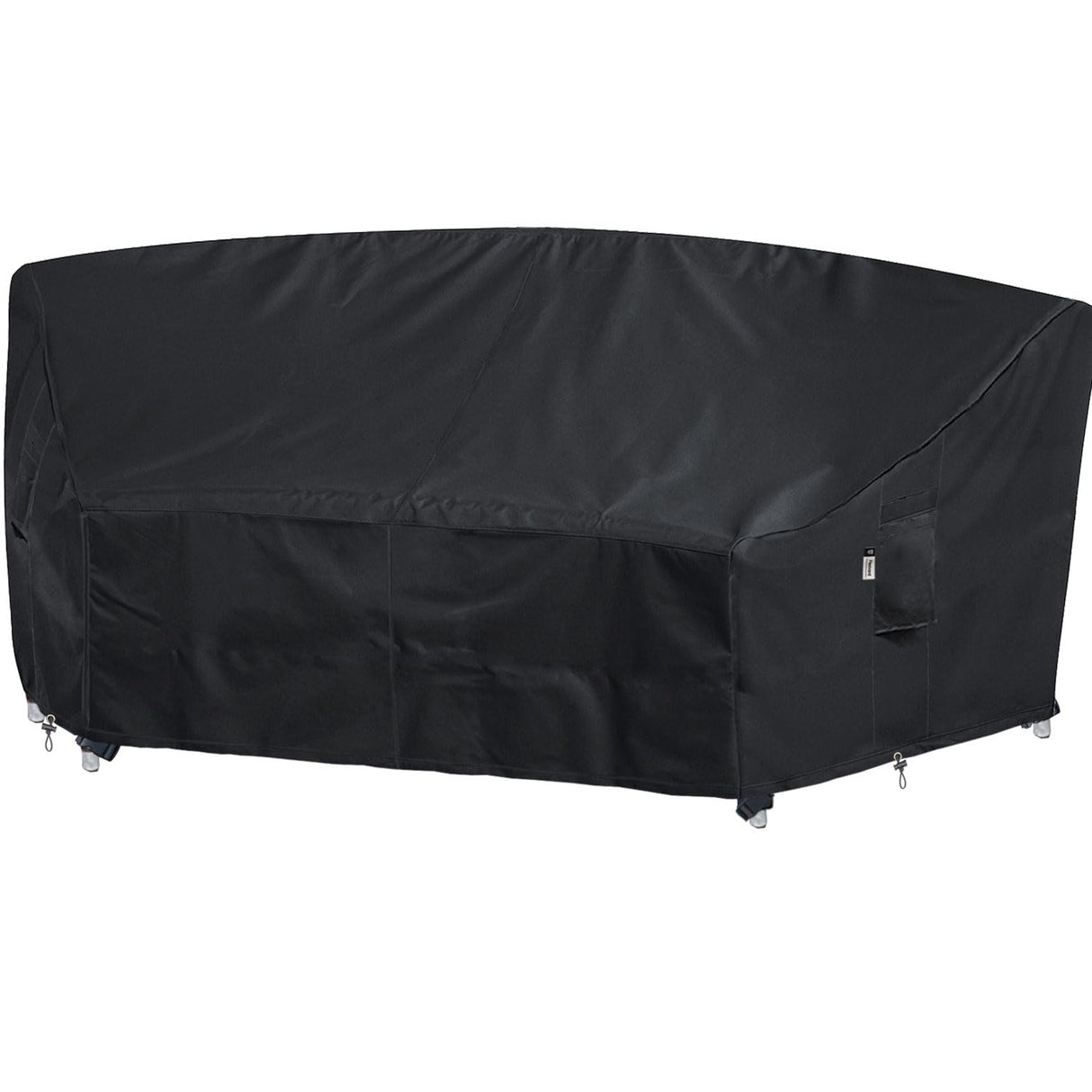 Upgraded Curved Patio Furniture Covers, Waterproof Outdoor Sectional Cover, 600D PU Outdoor Furniture Sofa Covers 96"(65") Half Moon Oudoor Couch Cover, Lawn Outside Protector - Midnight Black Flexiyard