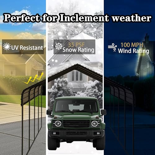FILLOSLOV Heavy Duty Metal Carport 12x20 ft Galvanized Steel Carport Shelter for Car Extra Large Canopy for Dual Vehicle, RV Boat Storage All Weather Protection Garage Party Tent (12x20 FT) FILLOSLOV