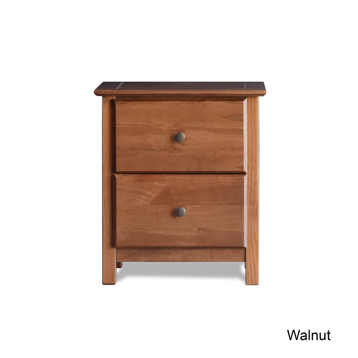 Grain Wood Furniture Shaker 2-Drawer Bedside Nightstand, Solid Wood with Walnut Finish Grain Wood Furniture