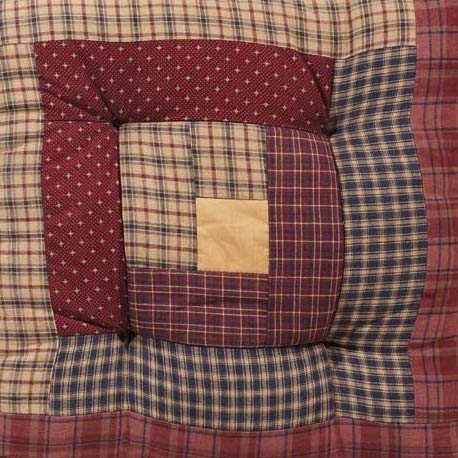 Millsboro Rustic 14 in Log Cabin Chair Pad Red Patchwork Cotton Tie Back(s) Square Kitchen Table Decor VHC Brands