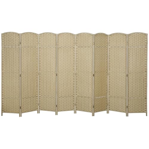 HOMCOM Room Divider, 8 Panel Folding Privacy Screen, 5.6' Tall Freestanding Wall Partition for Home Office, Bedroom, Beige HOMCOM