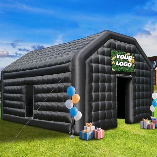 GR8FUN Large Inflatable Nightclub Tent 20X16.5X12Ft with Blower, Black Party Tent, Gazebo Event House for Wedding, Backyard Party, Birthday Celebration GR8FUN