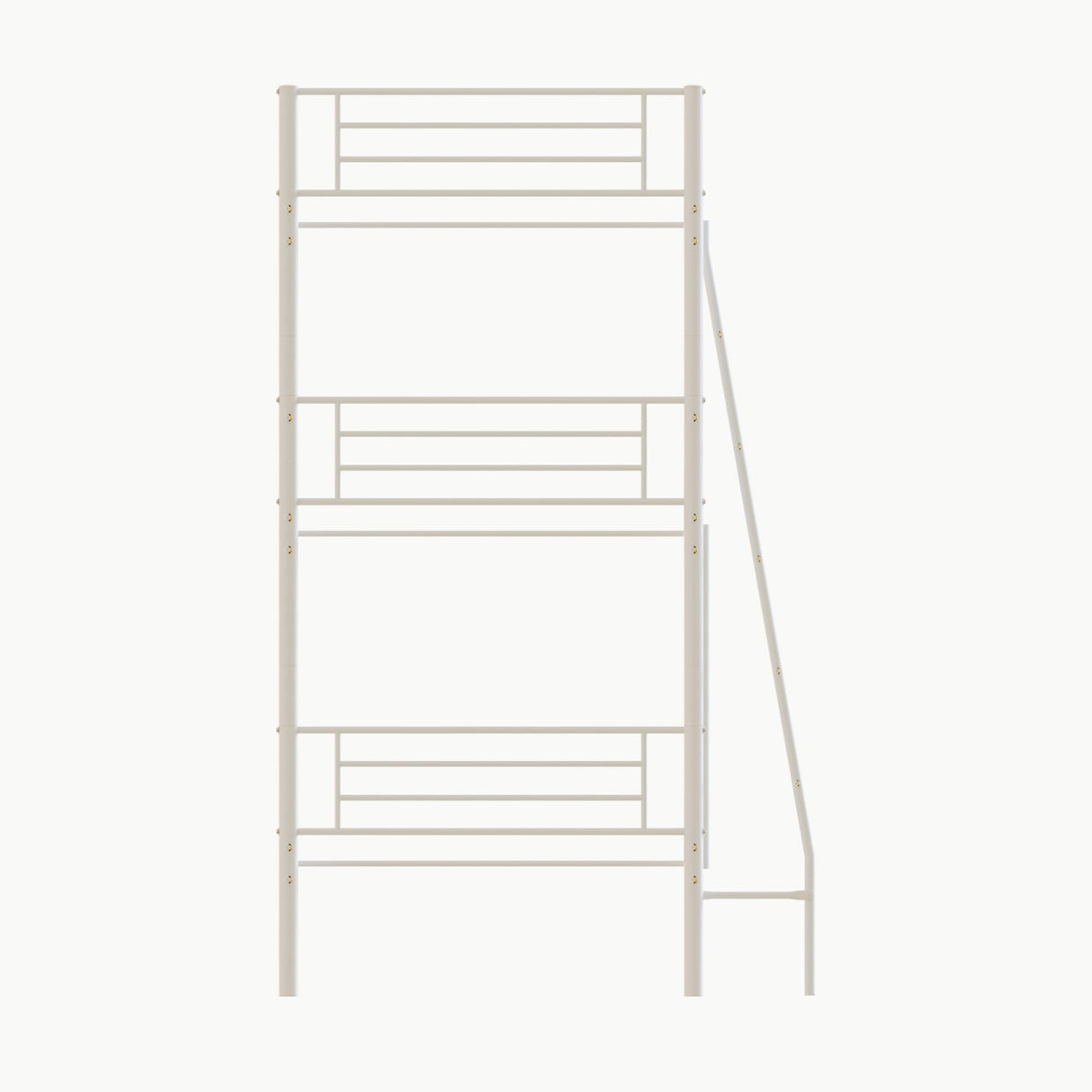RuiSiSi Twin Size Triple Bunk Bed, Heavy Duty Metal Triple Bunk Bed Frame with Ladder, Triple Bunk Bed for Share Bedroom Dormitory, Can be Divide into 3 Beds, White RuiSiSi