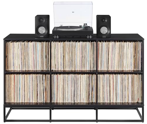 Crosley Furniture Enzo 6 Cube Record Storage Media Player Stand, Vinyl Records Holder, Black Crosley Furniture