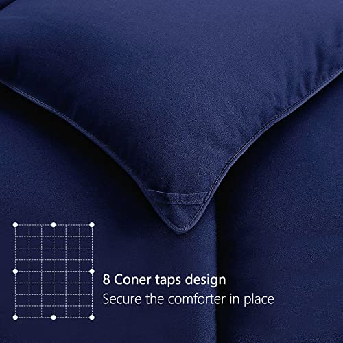 TEXARTIST Premium 2100 Series King Comforter All Season Breathable Navy Blue Comforter Soft 4D Spiral Fiber Quilted Down Alternative Duvet Insert with Corner Tabs Luxury Hotel Style (90"x102") TEXARTIST