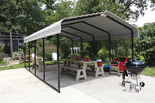 ARROW 12' x 20' x 7' 29-Gauge Carport with Galvanized Steel Roof Panels ARROW