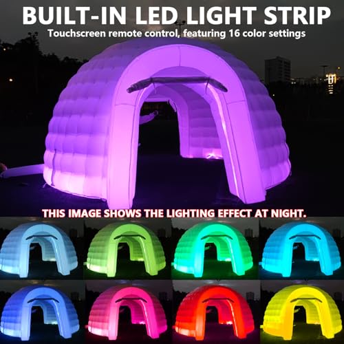 SAYOK Portable Inflatable Igloo Dome with Air Blower (White, Two Doors, 16.4ft) Event Structure Night Club Party Tent for Wedding Promotion Trade Show SAYOK