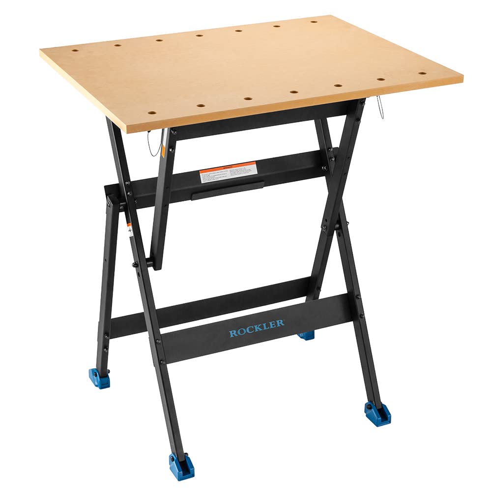 Rock-Steady Folding Steel Stand - Space-Saving Portable Work Stand w/Locking pins - 200 Pounds Capacity Woodworking Table Stand - Ideal Folding Work Stand for Router Tables and T-Track Tables ROCKLER