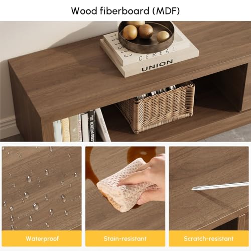 homary Extendable Walnut TV Stand – Modern Media Console with 3 Drawers, Adjustable Length (71"–100") for 80" TV, Living Room Entertainment Storage Cabinet (MDF, Walnut) homary