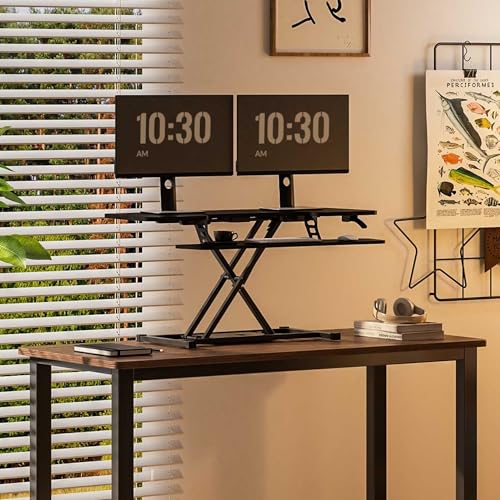 FLEXISPOT 40" Wide Standing Desk Converter Sit to Stand up Riser Height Adjustable Computer Workstation with Spacious 2-Tier Desktop, Black FLEXISPOT