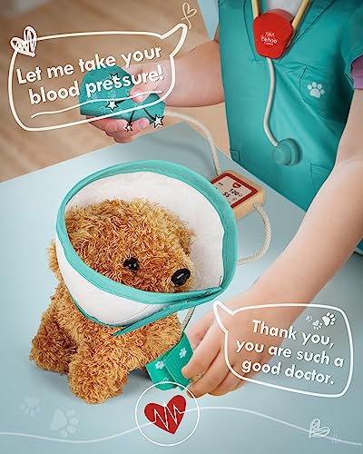 Lehoo Castle Wooden Doctor Kit for Kids, Vet Play Sets for Kids, Veterinarian Kit for Kids, Pretend Play Doctor Set with Dog Bag, Medical Kits Doctor Toys Gift for Kids Boys Girls Aged 3 4 5 6 Lehoo Castle