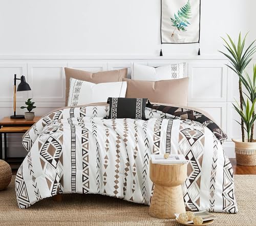Geniospin Full Comforter Set - 7 Pieces Bed in a Bag, Comfortable Western Bedding Sets for All Seasons, Lightweight Soft Boho Comforter Bed Set with Sheets, Pillowcases & Shams Geniospin