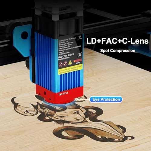Twotrees TTS-55 Pro Laser Engraver 5500mW Laser Engraving Machine,Laser Cutter,30000mm/min Speed,0.08mm Laser Spot Engraver Machine for DIY,Wood,Metal,Acrylic,Glass,Stainless Steel Twotrees