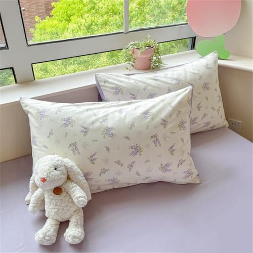 Sedefen Floral Duvet Cover Queen Size Lavender Purple Romantic Flower Bedding Set 3 Pcs Kids Boys Girls Women Spring Aesthetic Green Botanical Soft Breathable Comforter Cover with Zipper Closure Sedefen