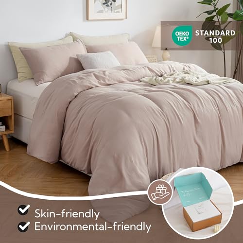 MILDLY Muslin Duvet Cover Twin - 100% Washed Cotton Linen Like Gauze Comforter Cover 2 Pieces Breathable & Lightweight for All Season MILDLY