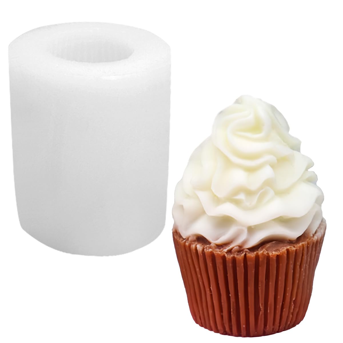 Cupcake Shape Soap Mold Ice Cream Shape Silicone Mold Resin Candle Mould Ice-Cream Cone Candles Molds Cupcake Swirl 3D Silicone Soap Mould for DIY Dessert Candle Wax Resin Clay Craft AddLotLot