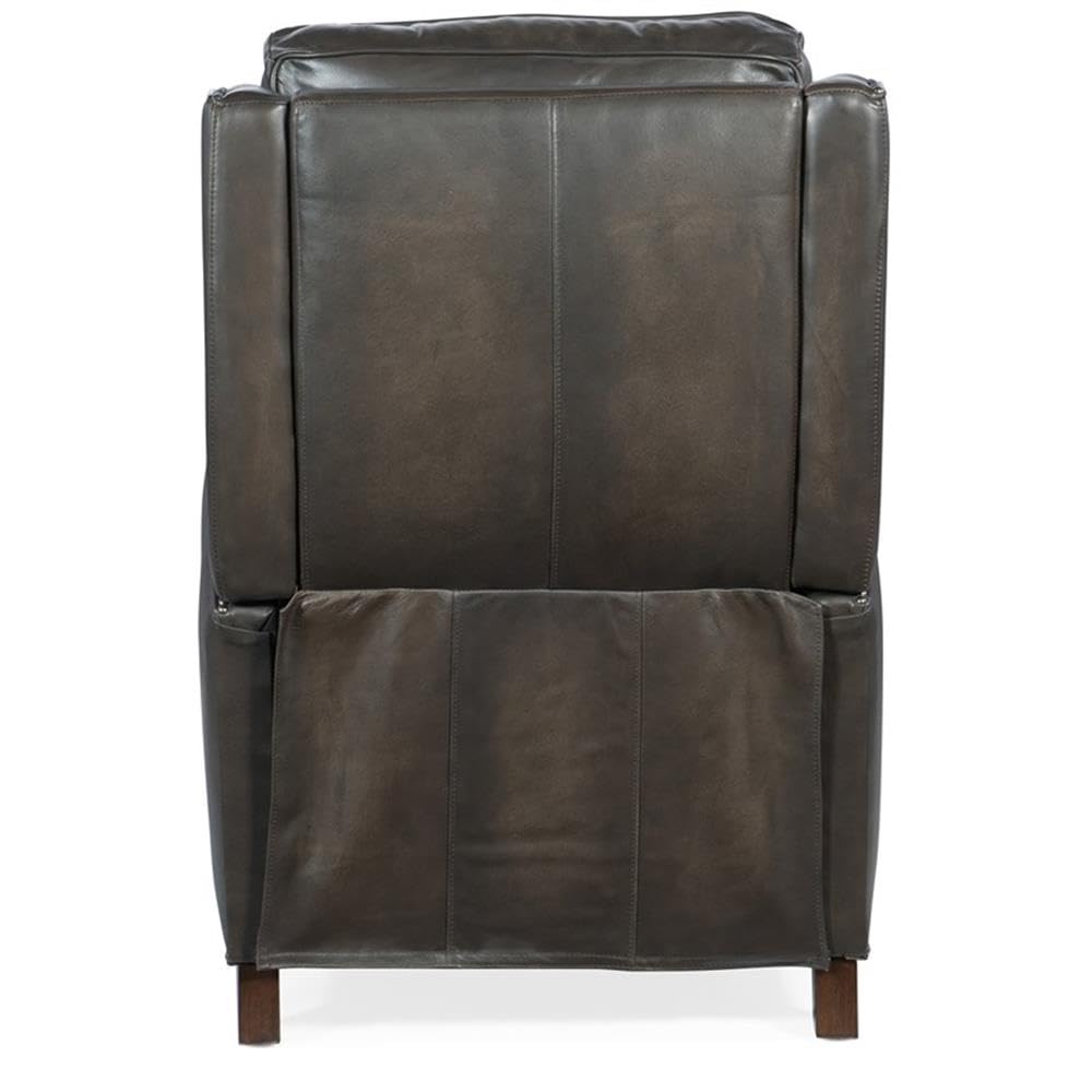 BOWERY HILL Traditional Manual Push Back Recliner in Gray Leather BOWERY HILL