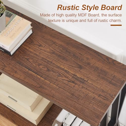HOMISSUE Sofa Console Table, 70.9" Extra Long Sofa Table with 2-Tier Storage, Industrial Narrow Console Tables Behind Couch, Hallway Table for Entryway, Living Room, Rustic Brown HOMISSUE