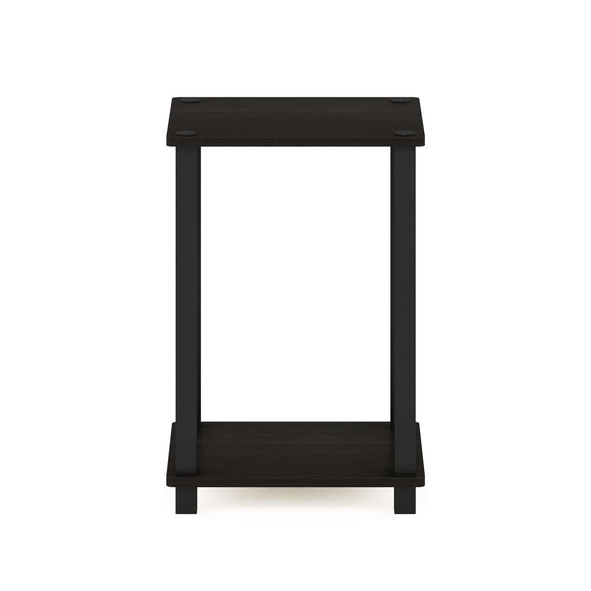 Furinno Simplistic 1-Tier End Side Night Stand/Bedside Table with Plastic Poles, Espresso/Black Furinno