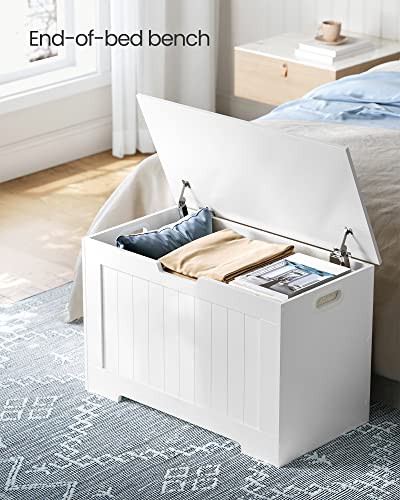 VASAGLE Storage Chest, Storage Bench, Entryway Bench with 2 Safety Hinges, Shoe Bench, Modern Style, 15.7 x 29.9 x 18.9 Inches, for Entryway, Bedroom, Living Room, White ULHS11WT VASAGLE